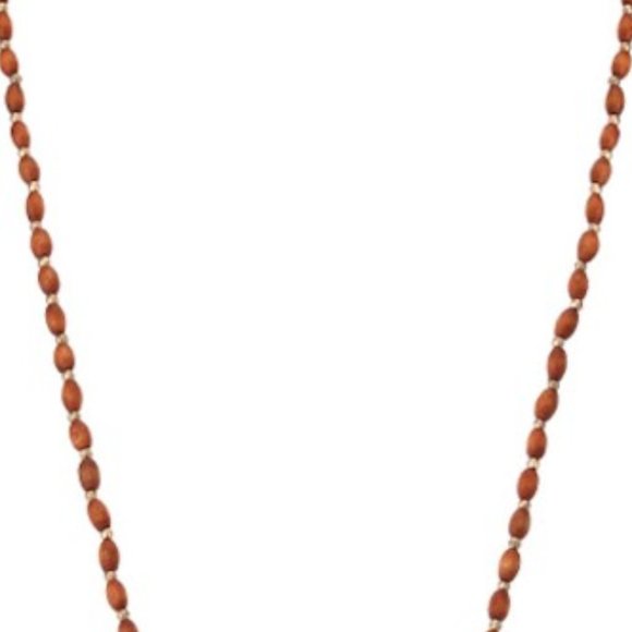 Brown Wood Beaded Mask Chain Necklace - Picture 4 of 4